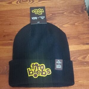 Tim Biebs Black Knit Beanie with Yellow Logo